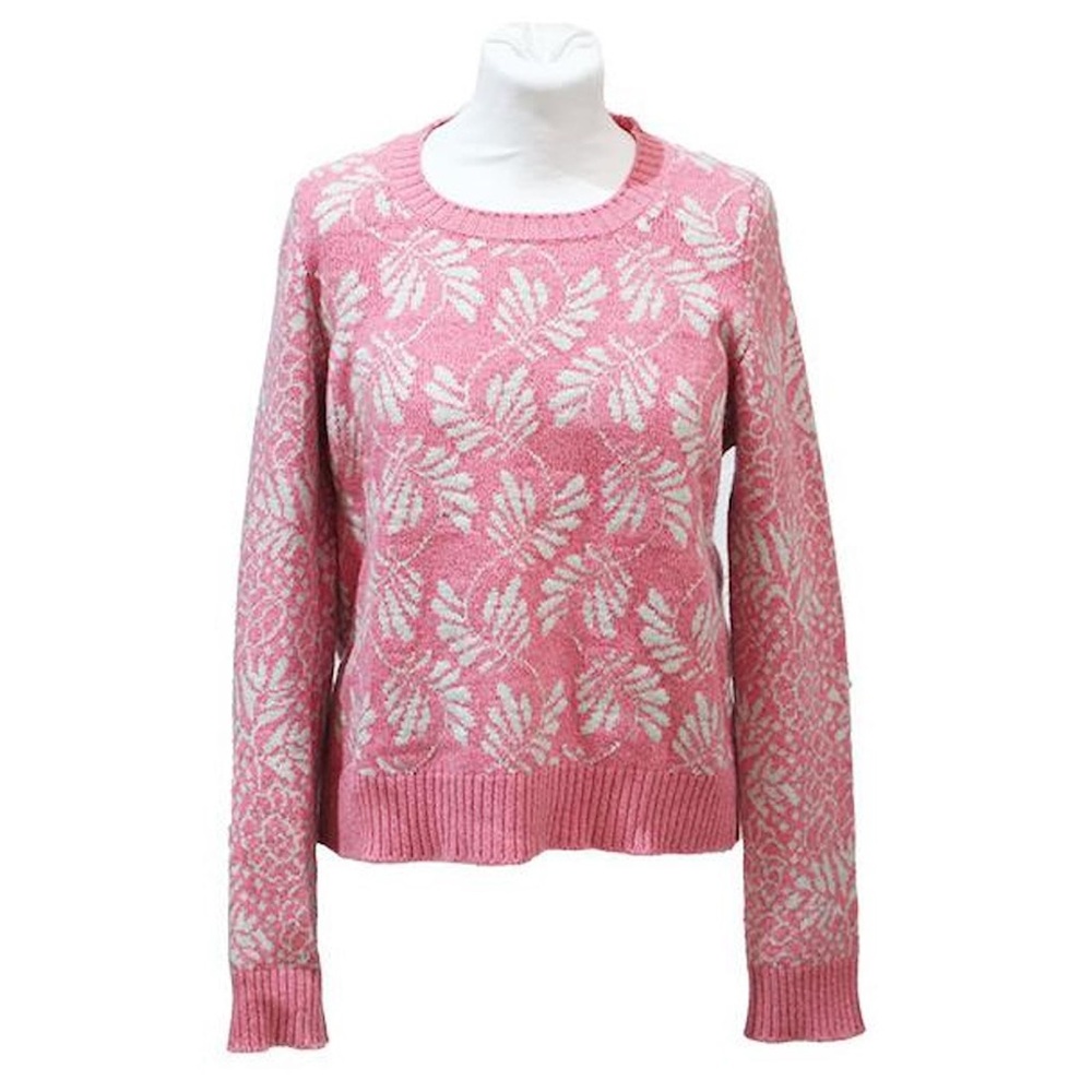 Barrie Pink Cream Floral Cashmere Sweater